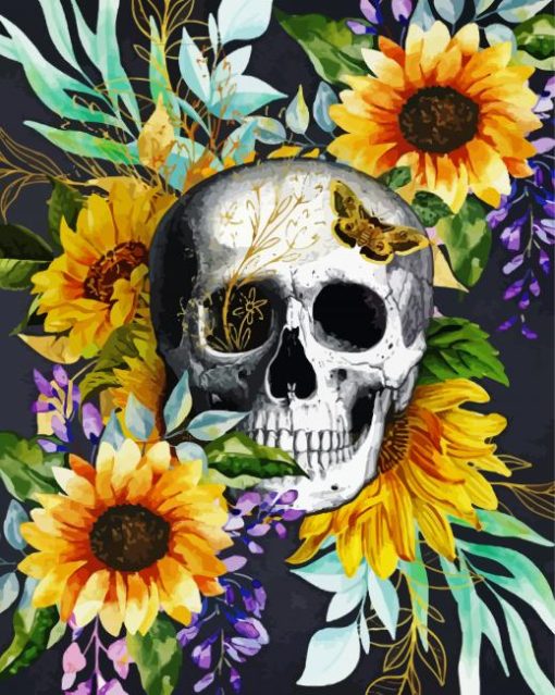 Skull Sunflower Art paint by numbers