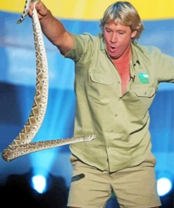 Steve Irwin With A Snake paint by numbers