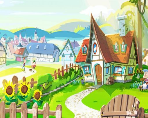 Sunflower House Animation paint by numbers