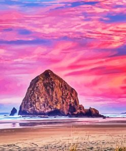 Sunset At Cannon Beach Haystack Rock Paint by numbers