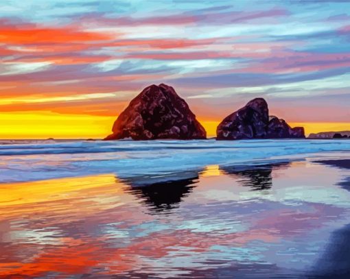 Sunset At Cannon Beach Paint by numbers