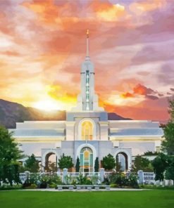 Sunset in Mount Timpanogos Temple paint by number