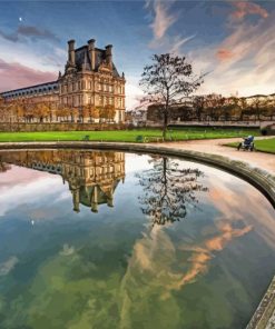 Tuileries Palace reflection paint by numbers