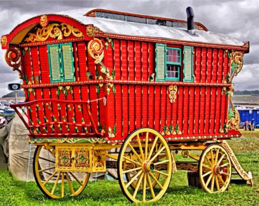 Vintage Gypsy Caravan paint by numbers