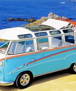 Vw Camper By The Beach Paint by numbers