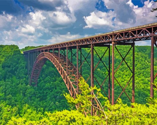 West Virginia New River Gorge Bridge paint by numbers