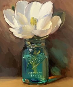 White Flower in Mason jar paint by number