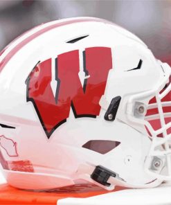 Wi Badger Football Helmet paint by numbers