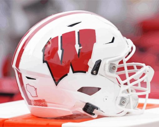 Wi Badger Football Helmet paint by numbers