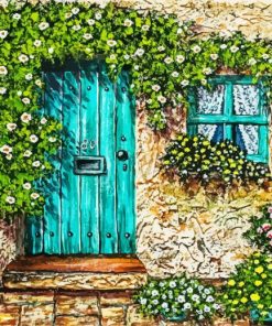 Wooden Teal Door paint by numbers