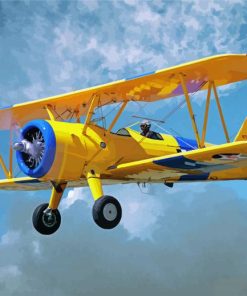 Yellow Biplane Flying paint by numbers