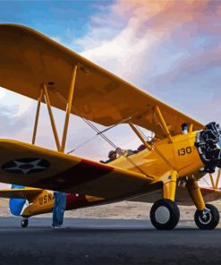 Yellow Biplane paint by numbers