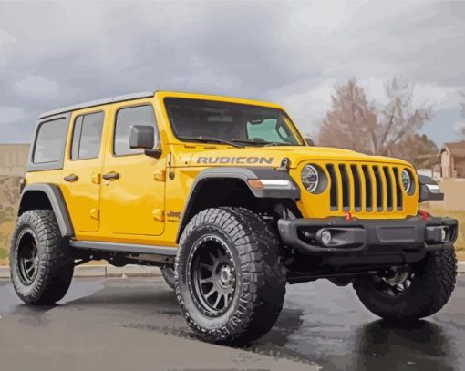 Yellow Jeep wrangler unlimited Car Engine paint by numbers