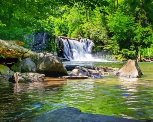 Abrams Falls Cades Cove paint by numbers