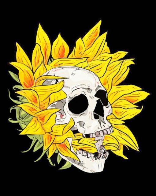 Aesthetic Skull Sunflower paint by numbers