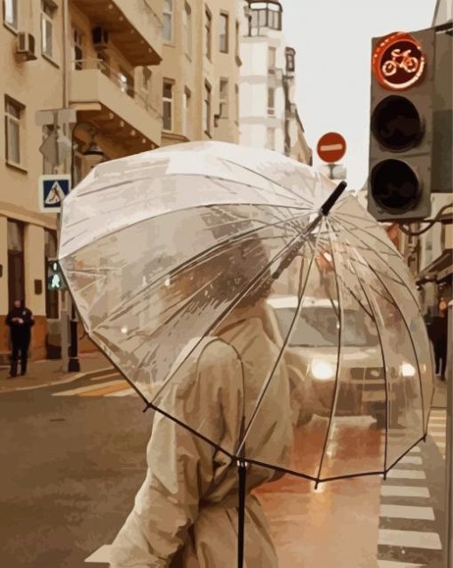 Aesthetic Girl With Umbrella paint by numbers