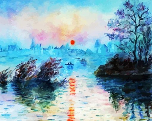 After Claude Monet Sunset paint by numbers