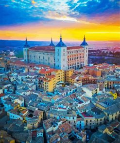 Alcazar Of Toledo Spain At Sunset Paint by numbers