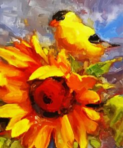 Bird On Sunflower Art paint by numbers