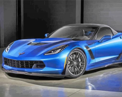 black and Blue corvette paint by number