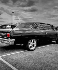 black and white 65 chevelle ss paint by number