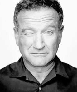 black and white Robin Williams paint by number