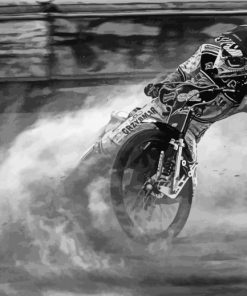 black and white Speedway biker paint by numbers