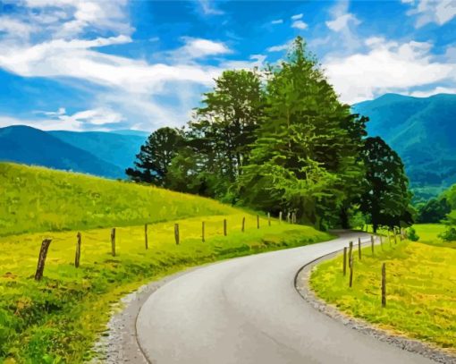 Cades Cove Road paint by numbers