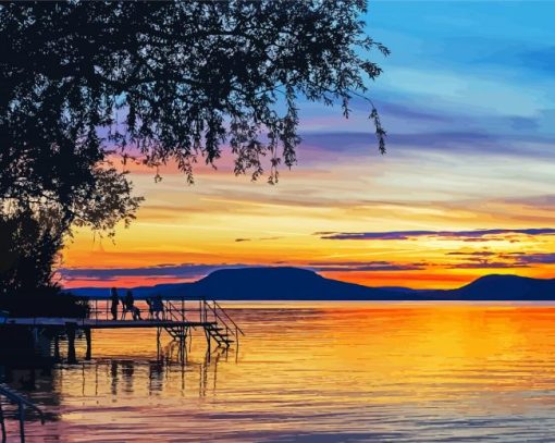 Colorful Sunset At Balaton Lake paint by numbers