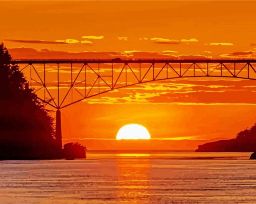 Deception Pass Bridge Sunset paint by numbers