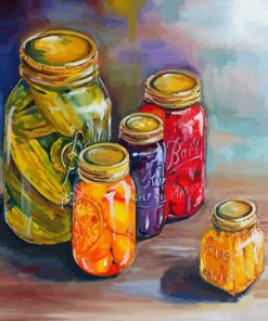 food in Mason jars paint by numbers