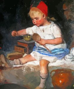 little girl and The Coffee Mill paint by number