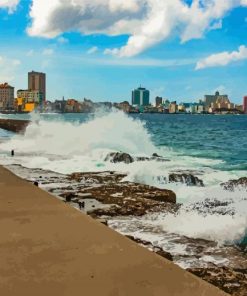 Malecon Beach In Havana paint by numbers