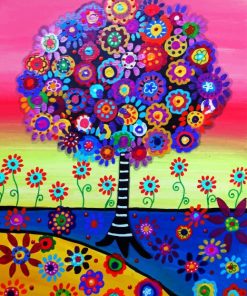 Mexican Folk Art Tree paint by numbers