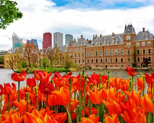 Orange Flowers The Hague paint by numbers