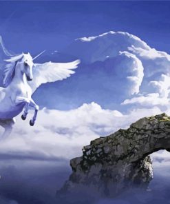 Pegasus On Cloud With Man On Hill paint by numbers