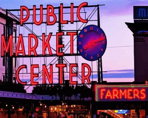 Red Public Market Center paint by numbers