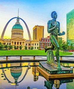 St Louis Runner Statue And Gateway Arch Paint by numbers