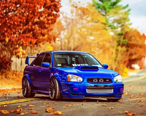 Blue Subaru Impreza WRX paint by numbers