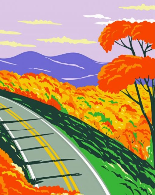 virginia blue ridge parkway illustration paint by numbers