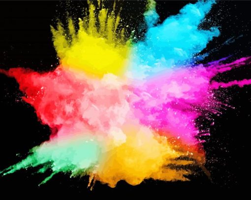 Multicolored Powders Splash paint by numbers