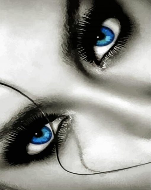 Black And White Blue Eyes paint by numbers