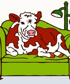 Cow in a sofa paint by numbers