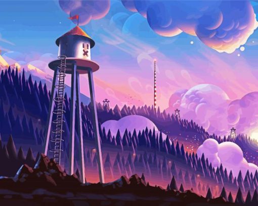 Illustration Watchtower paint by numbers
