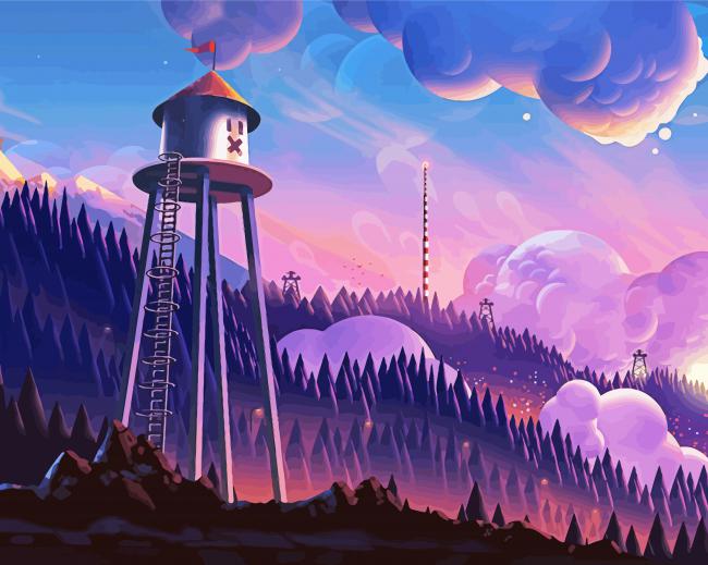 Illustration Watchtower paint by numbers