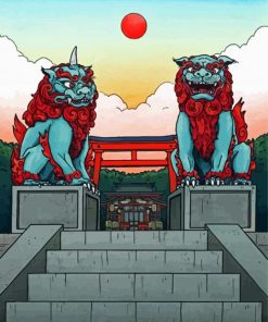 Japanese Komainu paint by numbers