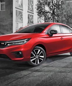 Red Honda Car paint by numbers