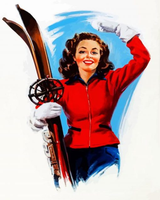 Vintage Ski Girl paint by numbers