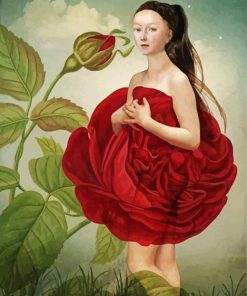 Woman Red Flower paint by numbers