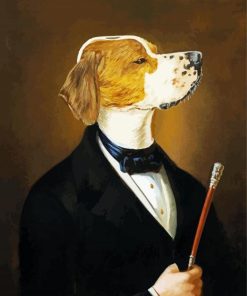 dog in a suit portrait paint by number